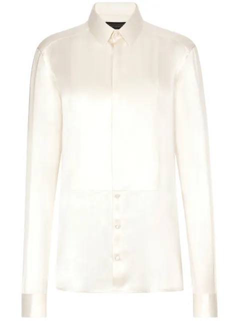 Dolce & Gabbana bib-detailed silk shirt White F5R35TFU1AU