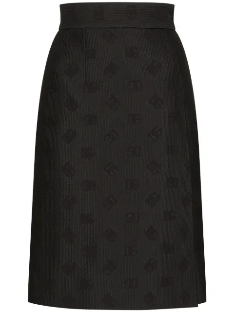 Dolce & Gabbana monogram-jacquard straight midi skirt Black F4CJ2THJMOW