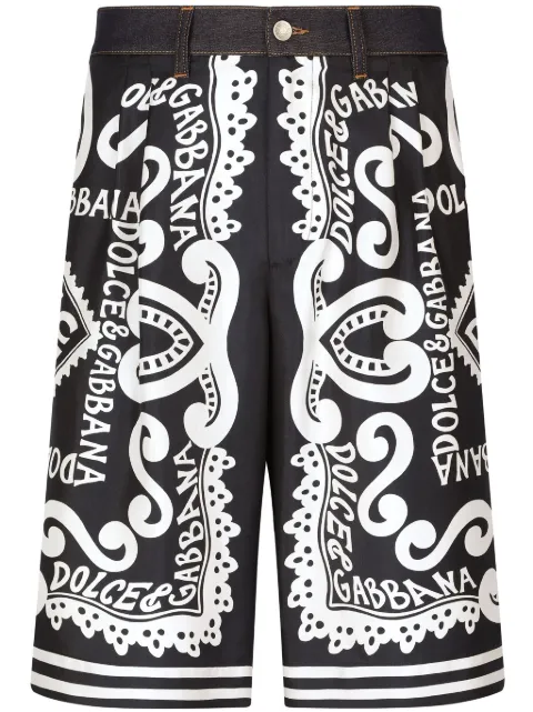 Dolce & Gabbana Marina-print denim shorts Black GP03IDG8KP6