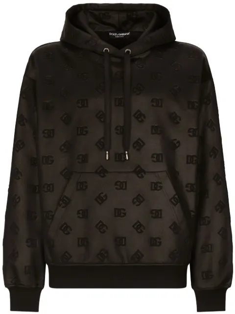 Dolce & Gabbana logo-embossed jersey hoodie Black G9ZU0TFIM3V