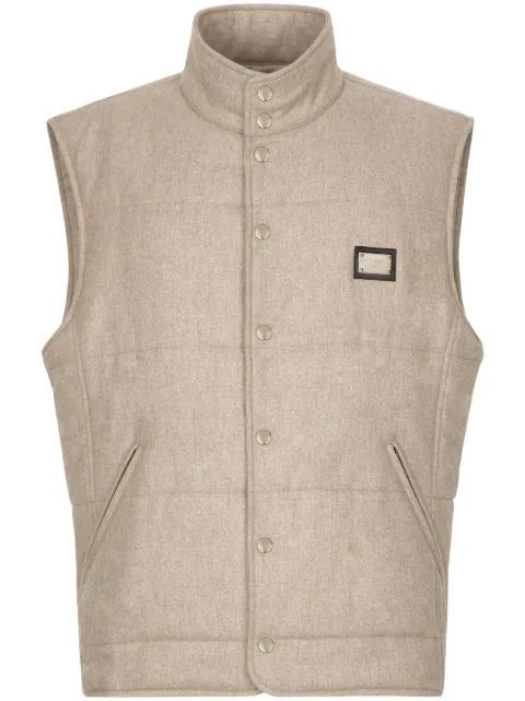 Dolce & Gabbana logo-plaque cashmere-blend gilet Neutrals G9OQ9TGH485