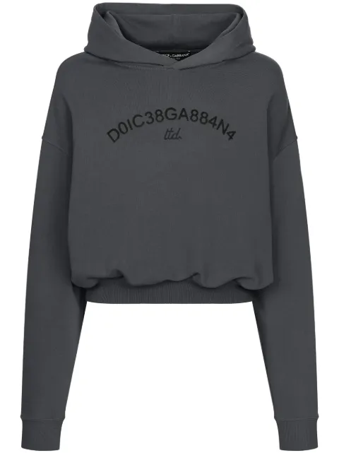 Dolce & Gabbana logo-print cotton hoodie Grey G9AYQTG7M8E