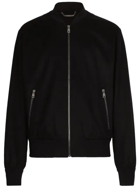 Dolce & Gabbana zip-up cashmere bomber jacket Blue G9AYGTFU2AX