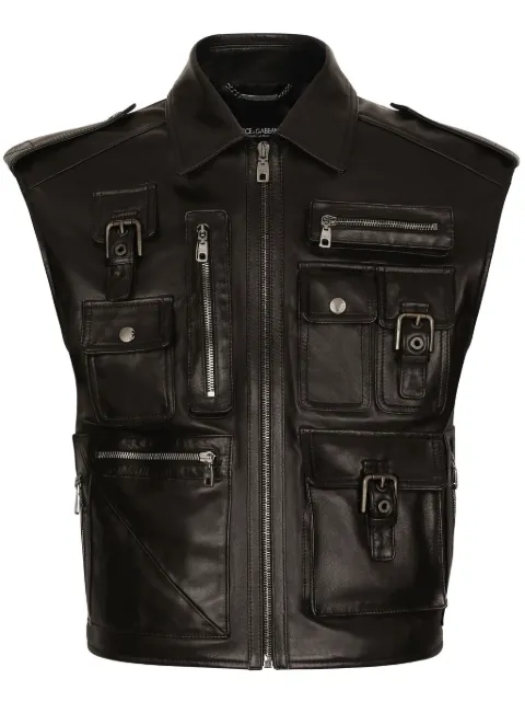 Dolce & Gabbana biker leather gilet Black G9AXKLHULUZ