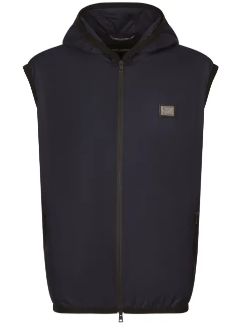 Dolce & Gabbana logo-plaque hooded gilet Blue G9AVGTGH490