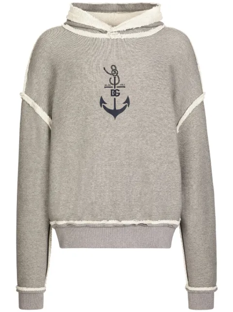 Dolce & Gabbana logo-print contrasting-trim hoodie Grey G9AUOTHU7P8S8290