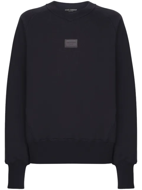 Dolce & Gabbana logo-plaque cotton sweatshirt Blue G9ASTTG7K3YB0665