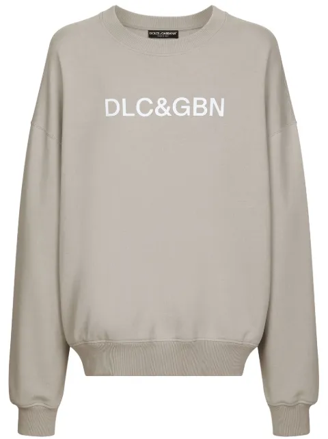 Dolce & Gabbana logo-print round-neck sweatshirt Neutrals G9AQVTG7M8G