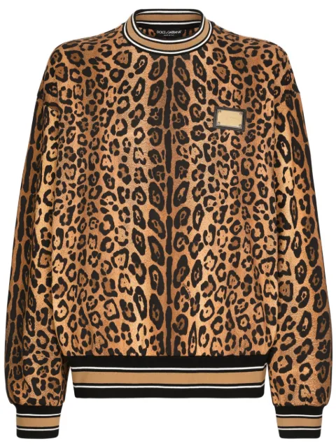 Dolce & Gabbana leopard-print cotton sweatshirt Brown G9AHSTII7B4