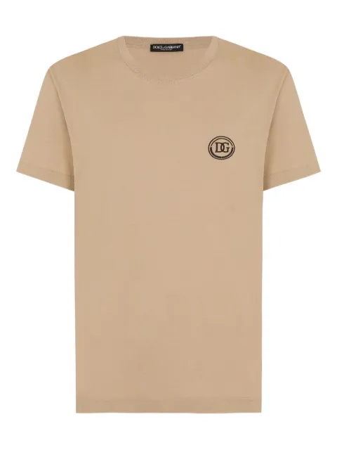 Dolce & Gabbana crew-neck embroidered-logo T-shirt Neutrals G8RN8ZG7M8X