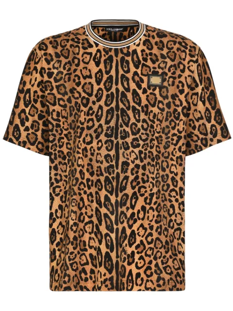 Dolce & Gabbana leopard-print cotton T-shirt Brown G8PN9TII7B0