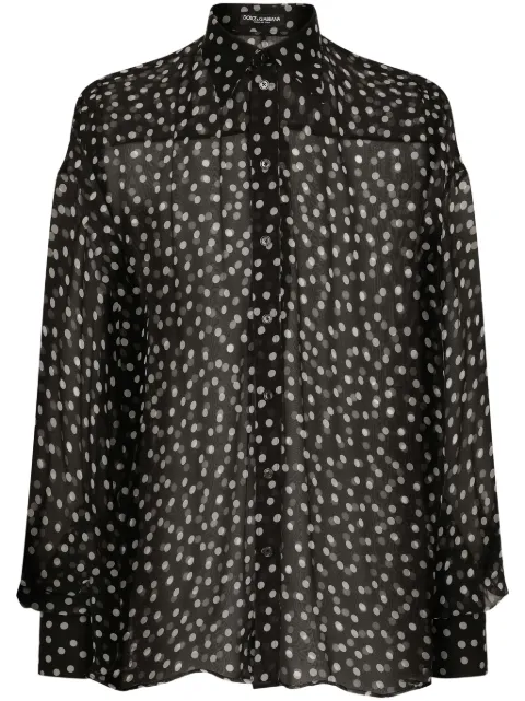 Dolce & Gabbana polka-dot sheer chiffon shirt Black G5LU6THS1KD