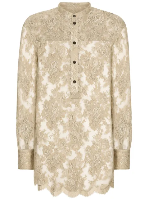 Dolce & Gabbana semi-sheer floral-lace shirt Neutrals G5LR7THLM9Y