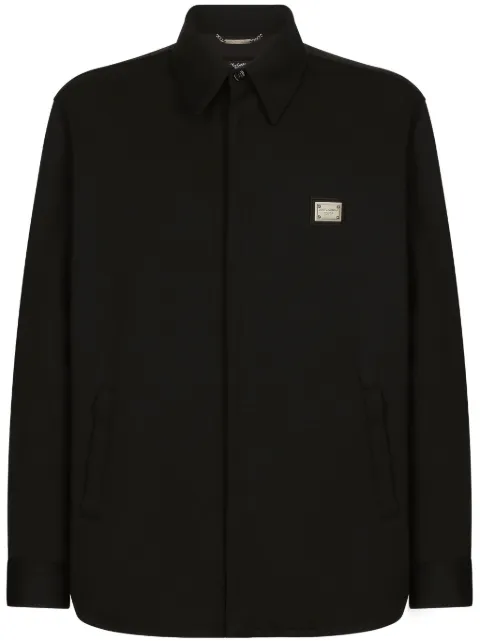 Dolce & Gabbana logo-plaque shirt jacket Black G5LQ3TGH487