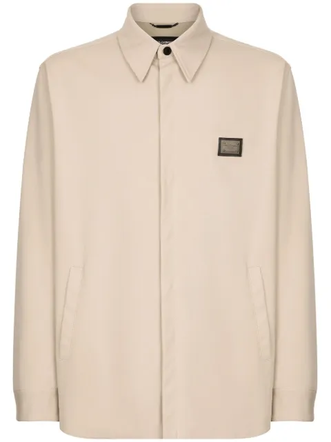 Dolce & Gabbana logo-appliqué shirt jacket Neutrals G5LQ3TGH459