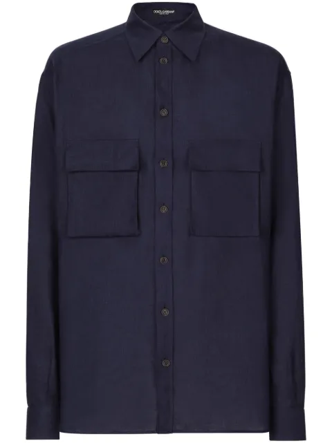 Dolce & Gabbana button-up linen shirt Blue G5LI9TFU4LG
