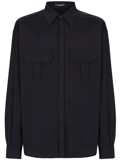 Dolce & Gabbana pleat-detail button-up shirt Blue G5LI2TFURHJ