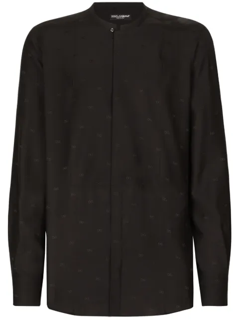 Dolce & Gabbana logo-print silk shirt Black G5LF8TFJ1FK