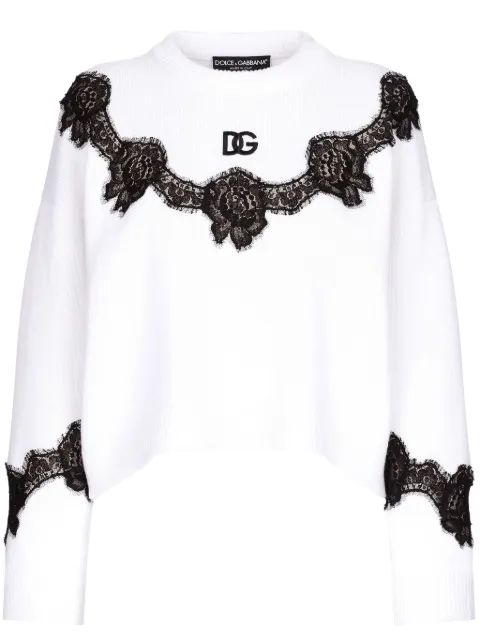 Dolce & Gabbana DNA lace-insert jumper White FXX29ZJCVT5