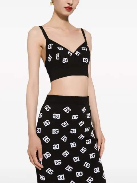Dolce & Gabbana DG logo knit top Black FXT05TJAIK3