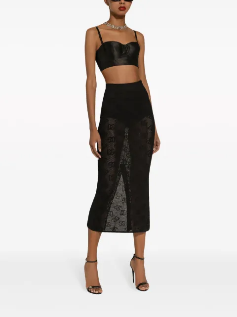 Dolce & Gabbana DG-jacquard midi skirt Black FXO04TJFMAL
