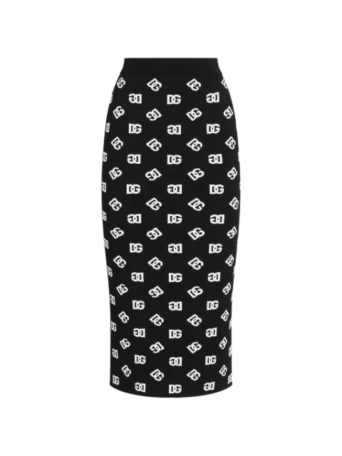 Dolce & Gabbana DNA logo-jacquard knitted midi skirt Black FXO02TJAIK3