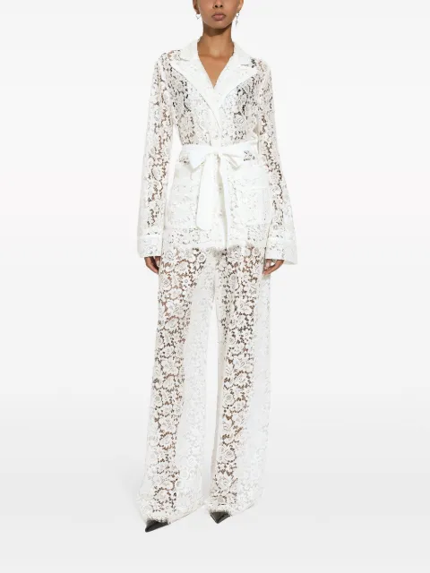 Dolce & Gabbana floral-lace long-length palazzo pants White FTC1YTFLM55