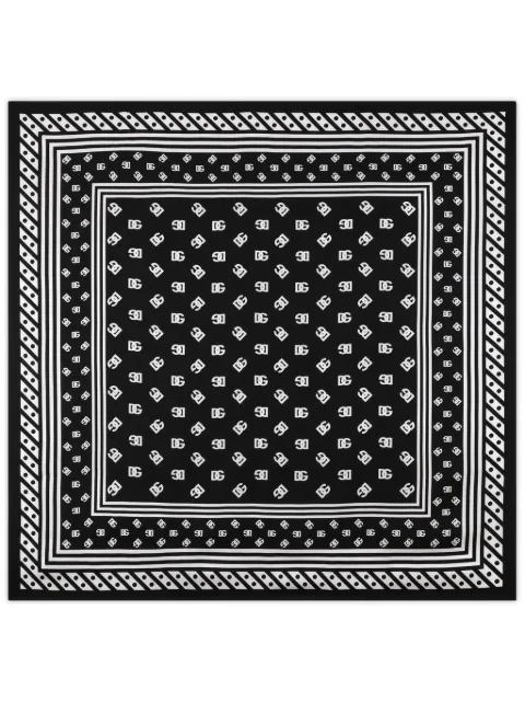Dolce & Gabbana DG logo-print silk scarf Black FN090RGDB7Z