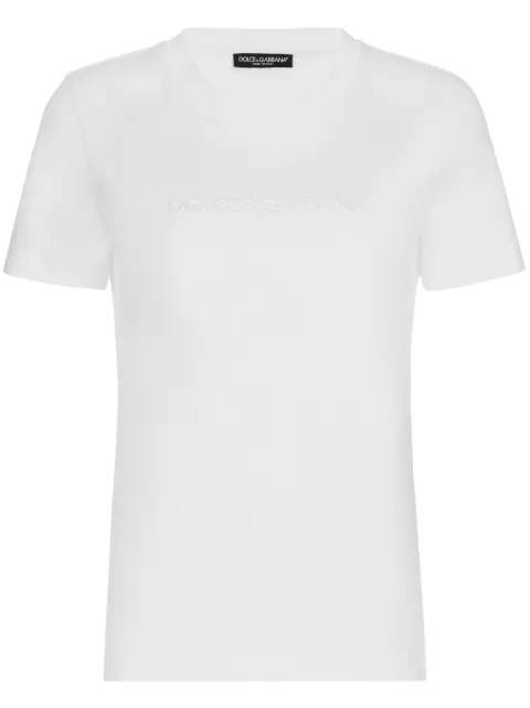 Dolce & Gabbana logo-embossed cotton T-shirt White F8T00TGDCBQ