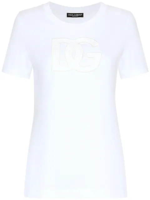 Dolce & Gabbana logo-patch cotton T-shirt White F8M68ZGDB9O