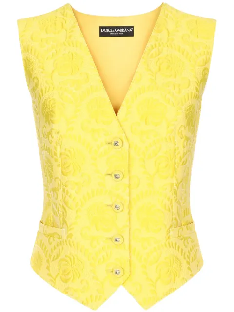 Dolce & Gabbana jacquard cotton-blend waistcoat Yellow F79H5THJMOK