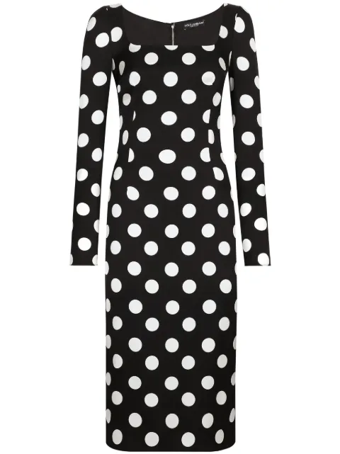 Dolce & Gabbana polka dot-print midi dress Black F6GAFTFSA6L