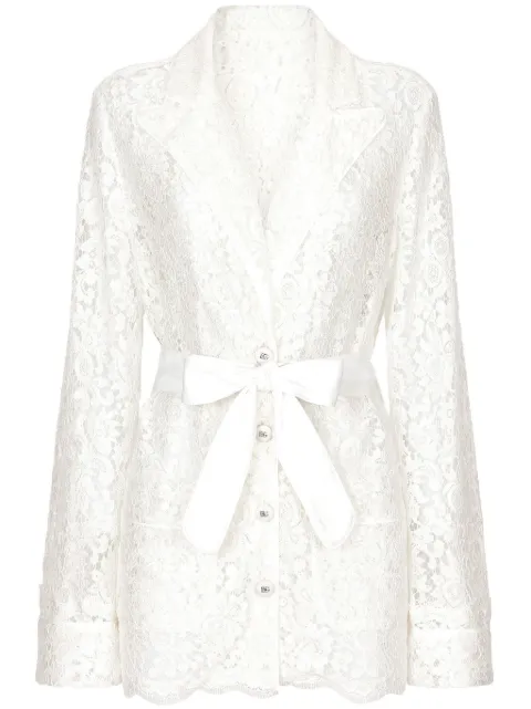 Dolce & Gabbana DNA floral-lace belted shirt White F5R56TFLM55