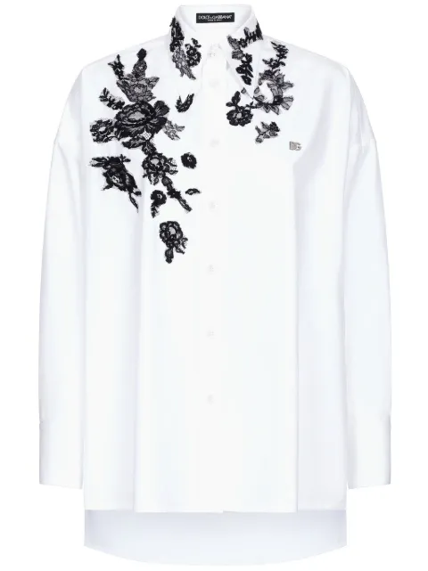 Dolce & Gabbana floral-lace long-sleeve shirt White F5P62TGDB8O