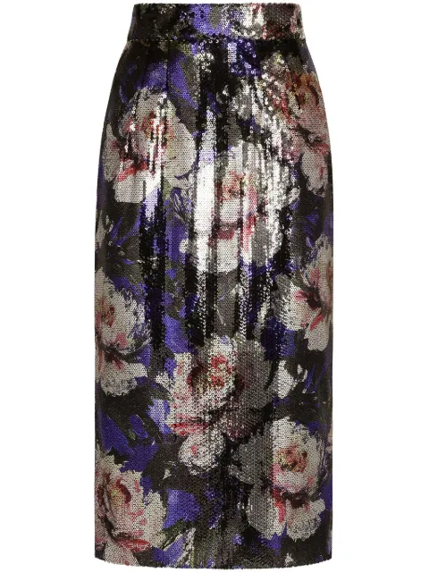 Dolce & Gabbana sequin-embellished pencil midi skirt Purple F4CS8TFSSKL