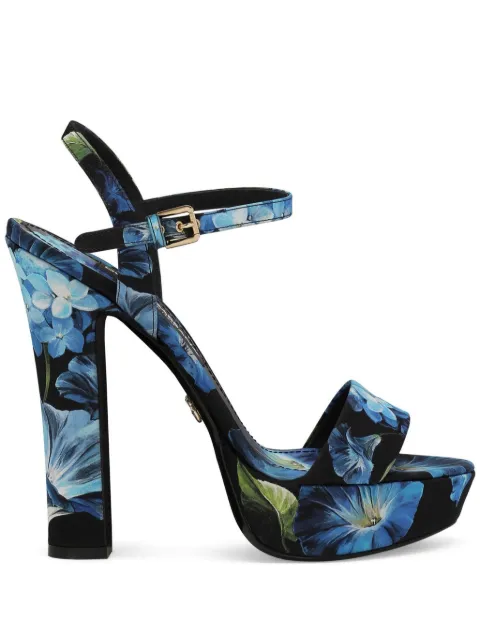 Dolce & Gabbana floral-print charmeuse platform sandals Blue CR1686AQ774