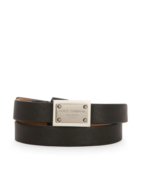 Dolce & Gabbana logo-plaque leather bracelet Black BJ0819AP599