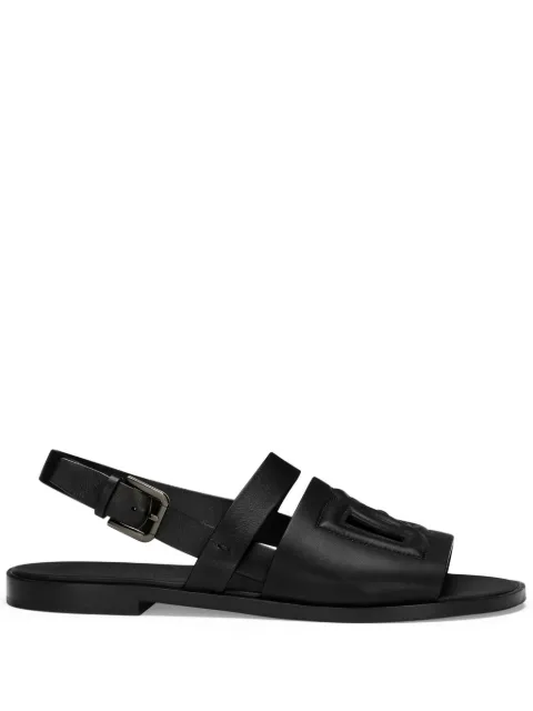 Dolce & Gabbana logo-embossed leather slides Black A80433AO602