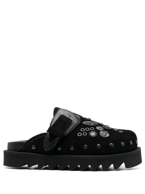 Toga Pulla Sabot metal suede mules Black AJ1058