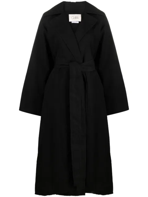 QUIRA belted cotton blend trench coat Black Q822XT