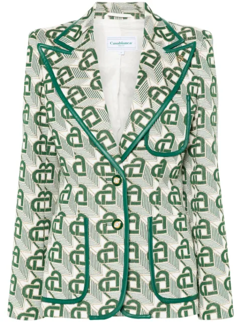 Casablanca Heart-jacquard peak-lapel blazer Green WF23JK251