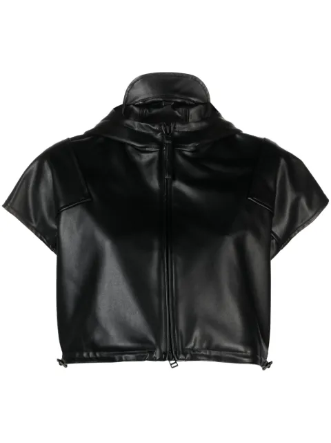 Issey Miyake Straight Seams hooded cropped jacket Black IM38FJ007