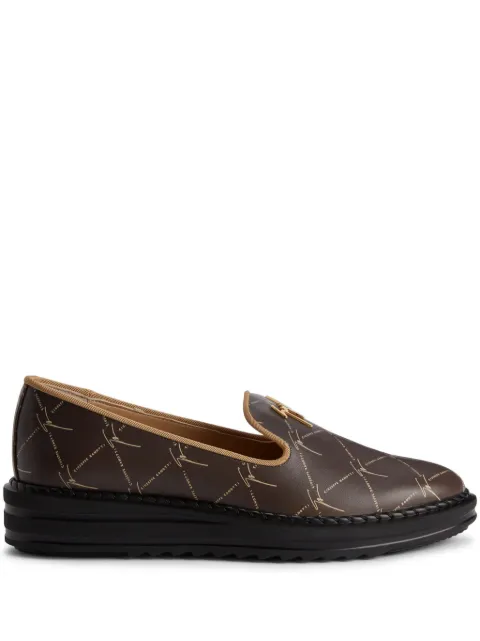 Giuseppe Zanotti Tim logo-lettering loafers Brown I060040K29