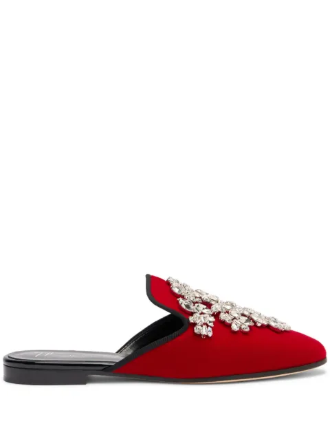 Giuseppe Zanotti Elsa crystal velvet mules Red E250024K03