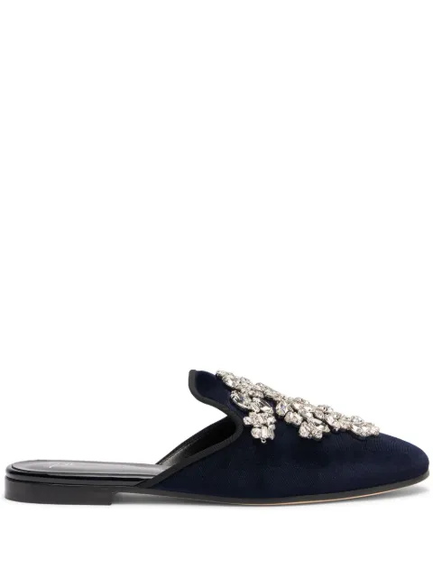 Giuseppe Zanotti Elsa crystal velvet mules Blue E250024K02