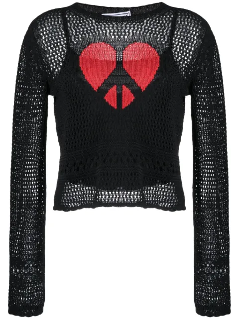 MOSCHINO JEANS heart-motif pointelle-knit jumper Black J09083204