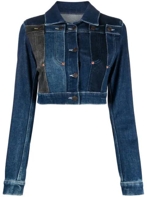 MOSCHINO JEANS pointed-flat collar cotton-blend jacket Blue J05013239