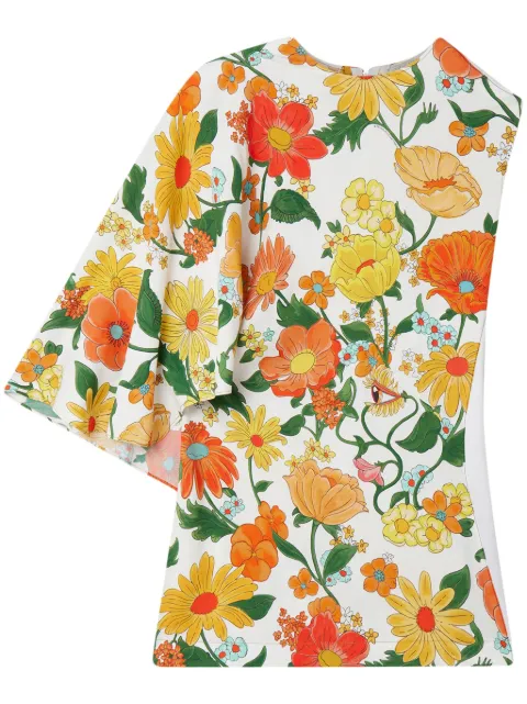 Stella McCartney Lady Garden-print one-shoulder top Orange 6T01693DS300