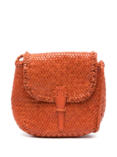 DRAGON DIFFUSION mini City woven-leather crossbody bag Orange 8934