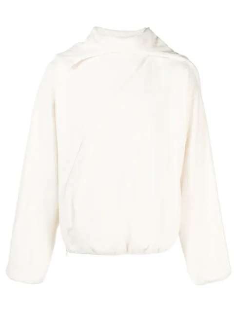 Post Archive Faction Center asymmetric fleece hoodie White 51OHCIV